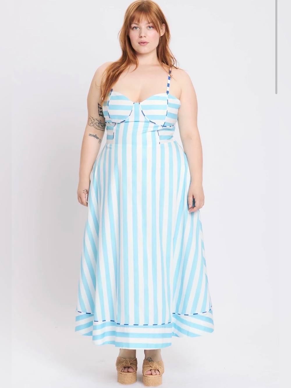 Rachel Antonoff Harper Midi Dress Women's Size 3X Blue White Painted Over NWT
